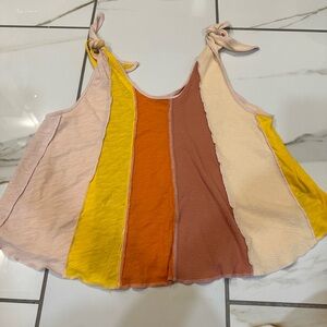 Sleeveless Patchwork Tank Top in Pink, Yellow & Orange